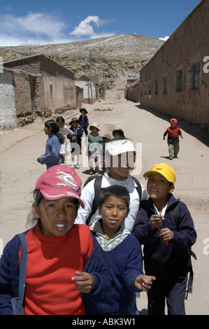 Bolivia Schoolchildren in Curawara village Stock Photo