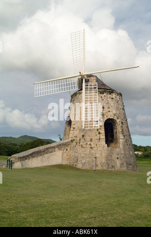 Sugar Cane Windmill, Whim Plantation, St Croix, US Virgin Islands Stock Photo