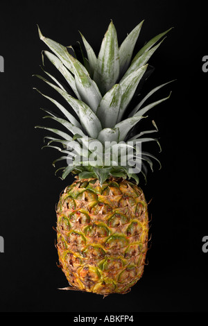 Whole pineapple on black background Stock Photo