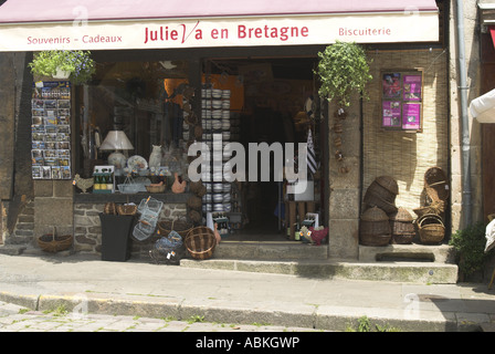 Gift shop, Place St Sauveur, Dinan, Brittany, France. Stock Photo