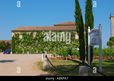 The winery and entrance to Chateau Troplong Mondot Saint Emilion Bordeaux Gironde Aquitaine France Stock Photo
