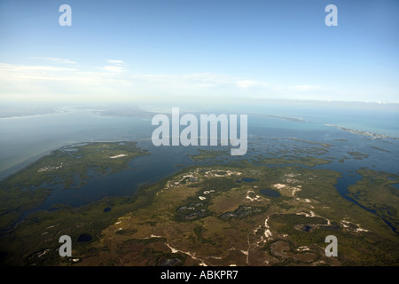 Aerial Photo of Rotonda, North Port, Charlotte Harbor, Turtle Bay, Cape Haze Bay, Eagle Nest, Gallagher Keys, Bull Key, Florida Stock Photo