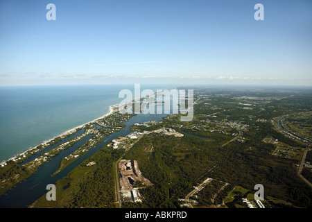 Aerial photo of North Port, Rotonda, Bocilla Island, Thorton Key, Lemon Bay, Knight Pass, Groove City, G C Herring Park, Florida Stock Photo