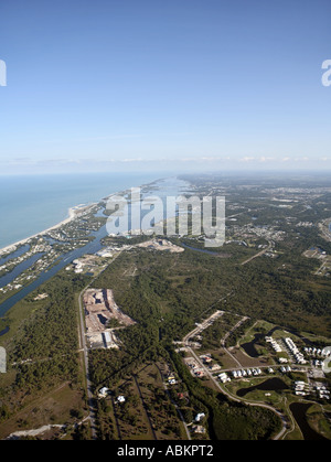 Aerial photo of North Port, Rotonda, Bocilla Island, Thorton Key, Lemon Bay, Knight Pass, Groove City, G C Herring Park, Florida Stock Photo