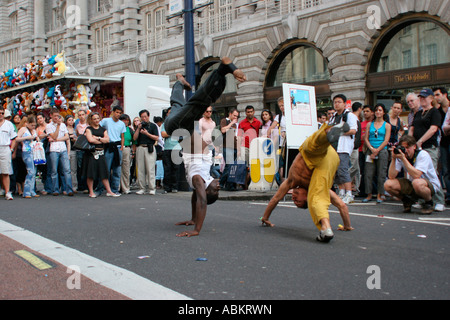 Capoeira traditional Brazilian Martial arts at Regent Street Festival 2005 Stock Photo