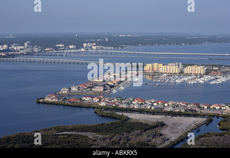 Aerial photo of Bradenton Manatee River Green Bridge Riviera Dunes Florida Stock Photo