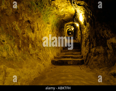 A passage in the Turkish underground city of Derinkuyu Stock Photo