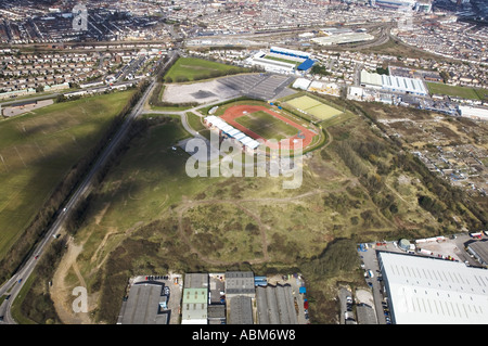 Aerial Landscape Leckwith Stadium Cardiff City Centre South Wales Stock Photo