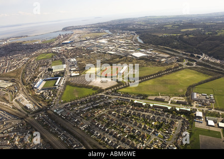 Aerial Landscape Leckwith Stadium Cardiff Bay South Wales Stock Photo