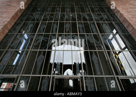 Great West Window known as the Screen of Saints and Angels engraved by John Hutton coventry cathedral Stock Photo