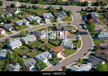 Aerial view of suburban homes in Columbia Village subdivision Boise Idaho Stock Photo