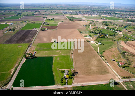 Aerial view of farmland in Canyon County Idaho Stock Photo