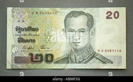 Thailand 20 Baht Twenty Bank Note Stock Photo