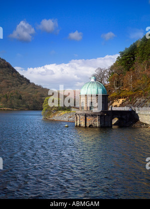 Vertical colour picture of the control tower on Garreg Ddu reservoir, Powys, Wales Stock Photo