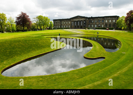 Landscaped park and lake at Scottish National Gallery of Modern Art in Edinburgh Scotland Stock Photo