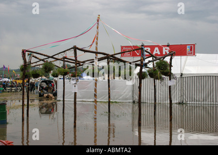 Flooding at Glastonbury Festival 2005 The biggest music festival in Europe Worthy Farm Pilton Somerset England Stock Photo