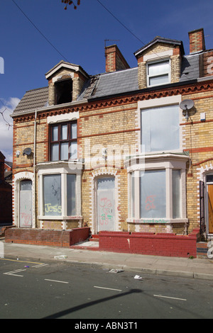 Boarded up houses Venmore Street Anfield Liverpool Merseyside England ...