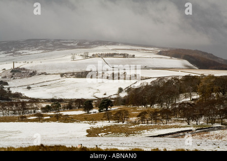 Commondale hillside view in the Snow after passing snow storm Stock Photo