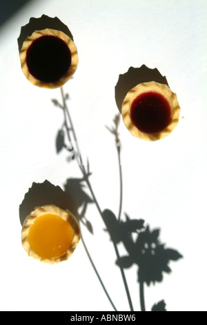 Flower made from jam tarts UK Stock Photo