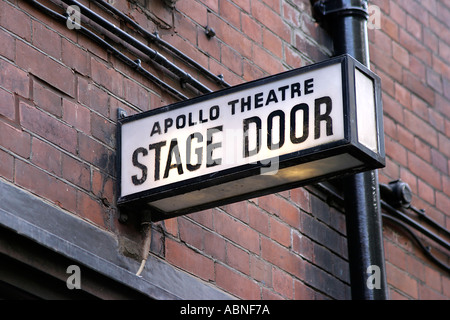 Apollo Theatre stage door sign in London s theatreland england Stock Photo