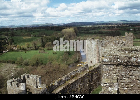 View of South Shropshire countryside from Ludlow Castle England Stock Photo