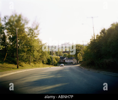 Car on Hill, Sault Sainte Marie, Ontario, Canada Stock Photo