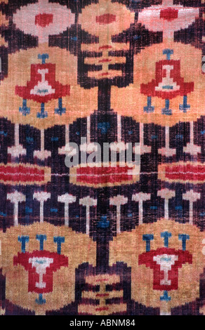 Ikat patterned silk fabric from Uzbekistan A textile tradition practiced by both the Tadjik and Uzbek peoples Central Asia Stock Photo