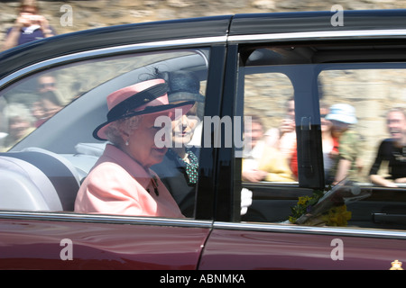 Her Royal Highness Queen Elizabeth the second, being driven through Oxford in May 2006. Stock Photo