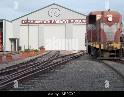 TRACK AND RAILWAY SHED COMMONWEALTH RAILWAY MUSEUM, PORT ADELAIDE, ADELAIDE, SOUTH AUSTRALIA, Stock Photo