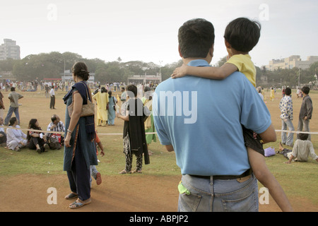 RSC78946 Father and child in outdoor open space at Shivaji park Bombay Mumbai Maharashtra India Stock Photo