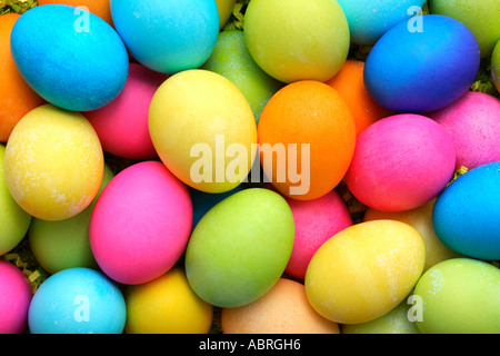 Colorful dyed easter eggs Stock Photo