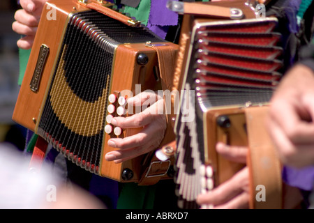 Accordian players at Wimborne Folk Festival 2005 Stock Photo