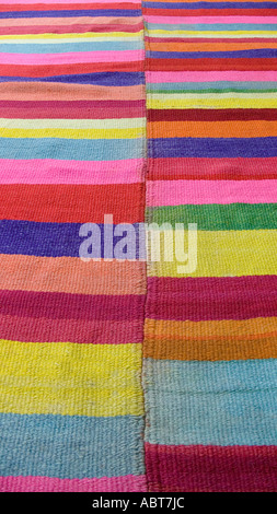 Detail of eyedazzling woven woollen blanket from Quechua peoples of Santiago del Estero in the Chaco region of N Argentina Stock Photo