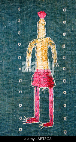 Detail of an embroidered Pulkhari textile from India Stock Photo