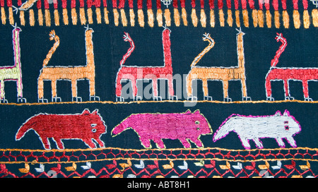 Detail of an embroidered Pulkhari textile from India Stock Photo