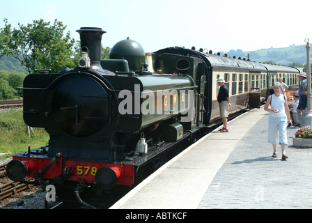 Tank Engine 5786 Preparing to leave Totnes with Passenger Train on South Devon Railway England United Kingdom UK Stock Photo