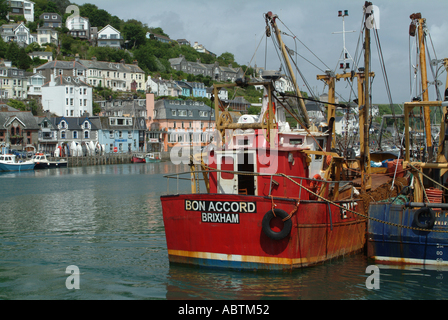 The Fishing Harbour Town of West Looe with Trawlers and Boats Cornwall England United Kingdom UK Stock Photo