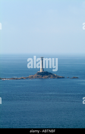 View Towards Rocky Islands and Longships Lighthouse From Lands End Cornwall England United Kingdom UK Stock Photo