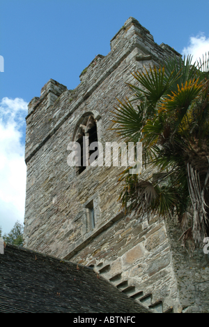 The Tower of The Parish Church of St Just in Roseland near St Mawes Cornwall England United Kingdom UK Stock Photo