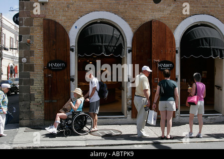 Virgin Islands,USVI,U.S.V.I.,Caribbean Sea water Atlantic Ocean water St. Thomas,Saint,Charlotte Amalie,Main Street,duty free,shopping shopper shopper Stock Photo