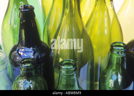 Recycled glass bottles Stock Photo