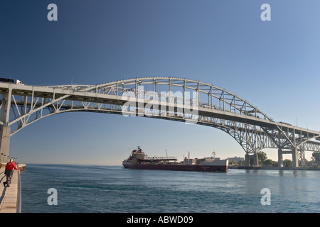 The Blue Water Bridge linking Michigan and Ontario Stock Photo