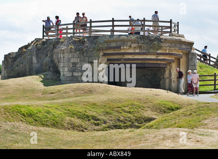 German Artillery gun emplacement  Pointe Du Hoc, Normandy, France Stock Photo