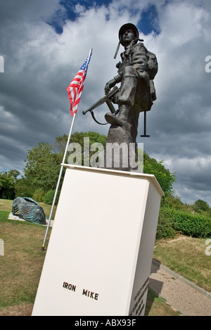 Iron Mike Memorial to the US Airborne forces who liberated St Mere Eglise Normandy France at La Fiere Stock Photo