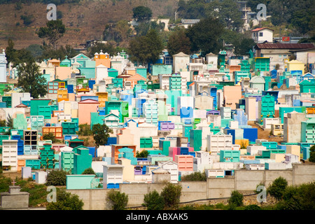 Old grave yard mixed with color in Solola in Highlands of Guatemala Stock Photo