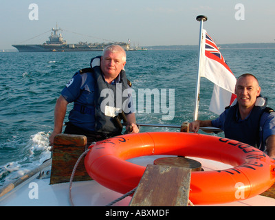 Crew on a Royal Navy Launch during the International Fleet Review in June 2005 Stock Photo