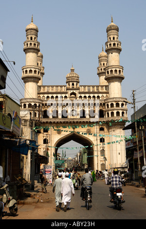 Charminar, The four Towers Bazaar, Hyderabad, Andhra Pradesh, India Stock Photo