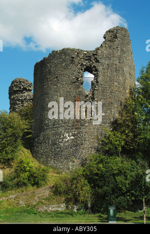 Llandovery town centre view part of Norman castle the remains now a Grade II listed stone ruin built in 1110 in Carmarthenshire in south west Wales UK Stock Photo