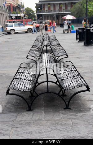 Public park benches Jackson Square French Quarter New Orleans Louisiana USA 2007 Stock Photo