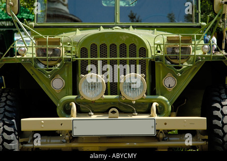 Green retro army vehicle russian GAZ old truck Stock Photo